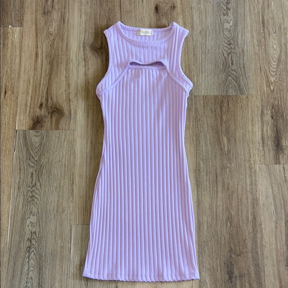 Altar'd State Purple Ribbed Cut Out Mini Dress